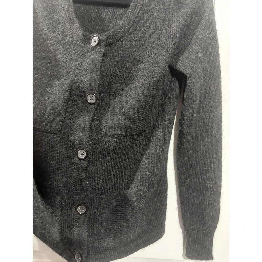 Gap‎ Womens Alpaca Wool Blend Cardigan Charcoal Grey 4 Pocket Button Sweater M